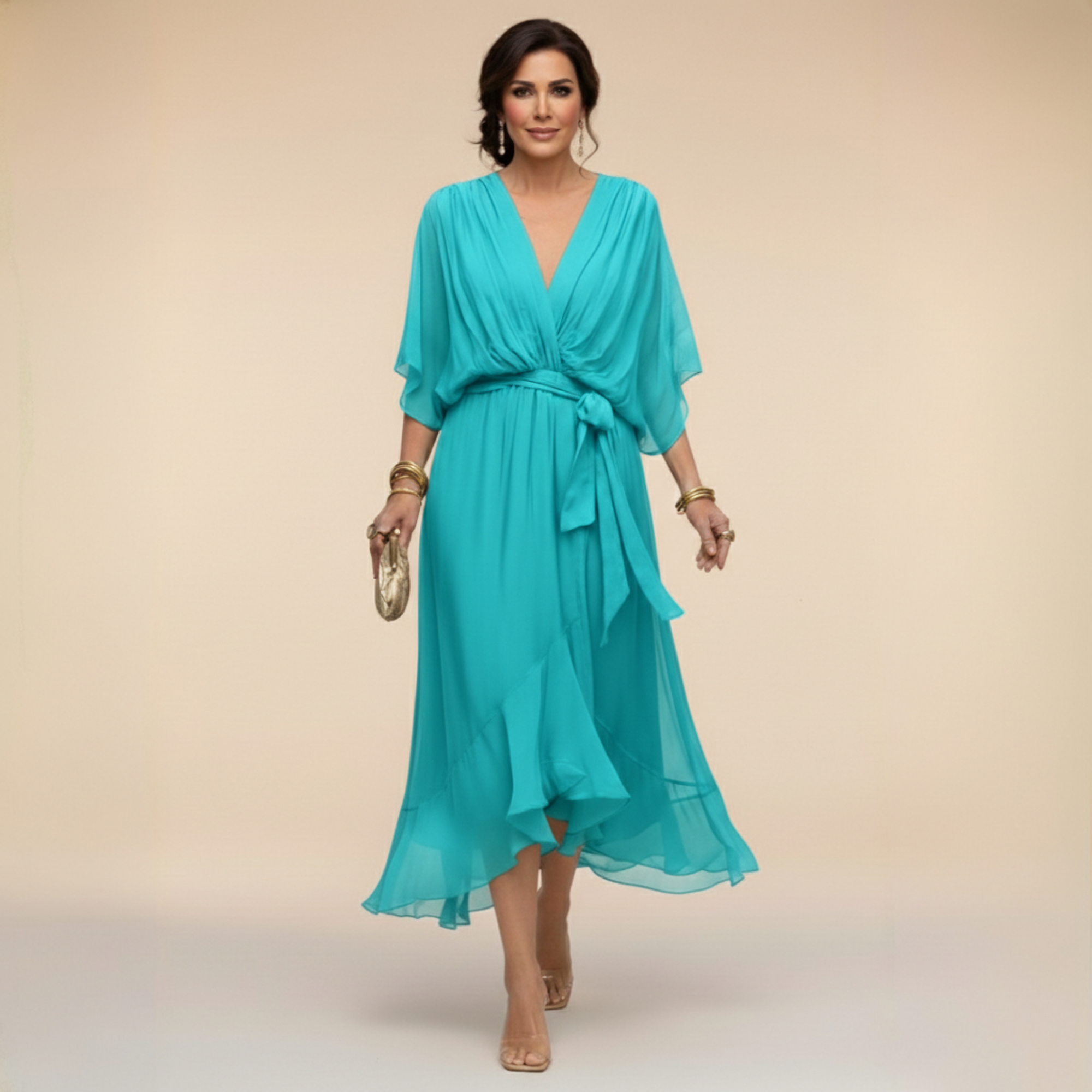 Sorena | Elegantes Maxi-Kleid mit V-Ausschnitt