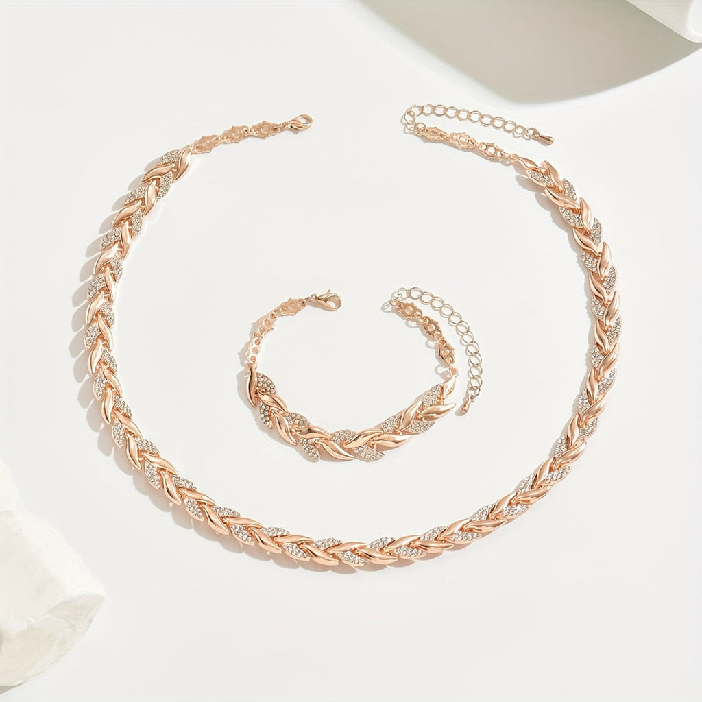 Elegantes Fischschwanz-Schmuckset mit Strass - Halskette & Armband