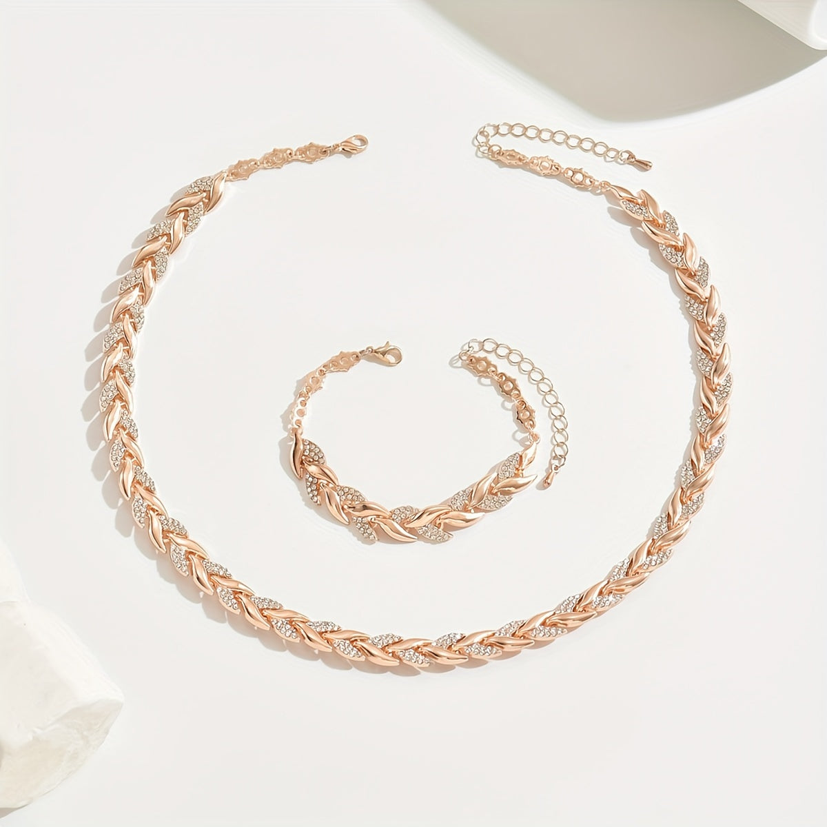 Elegantes Fischschwanz-Schmuckset mit Strass - Halskette & Armband