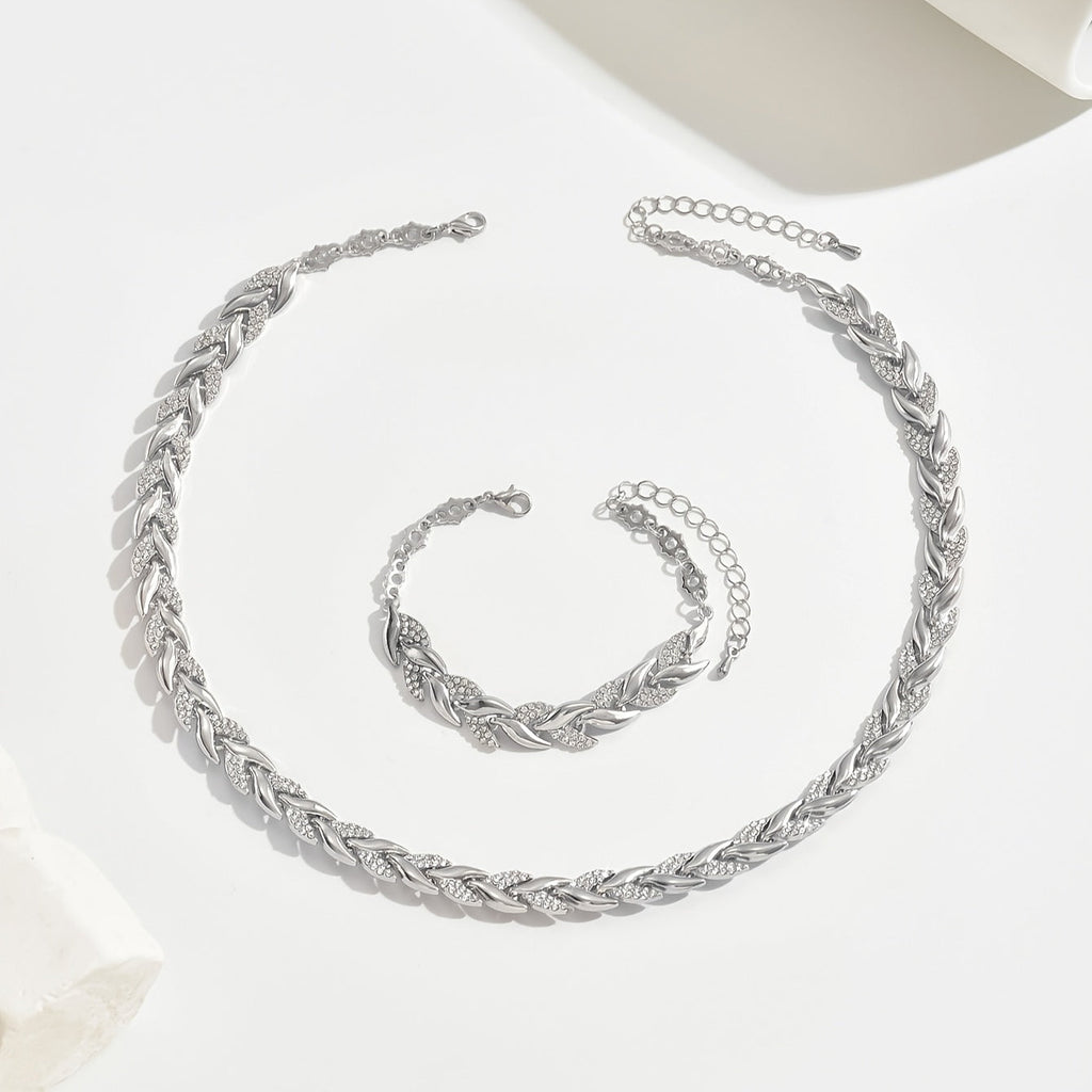 Elegantes Fischschwanz-Schmuckset mit Strass - Halskette & Armband