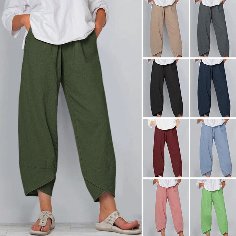 Vintage Asymmetrische Hose mit elastischem Bund und Taschen