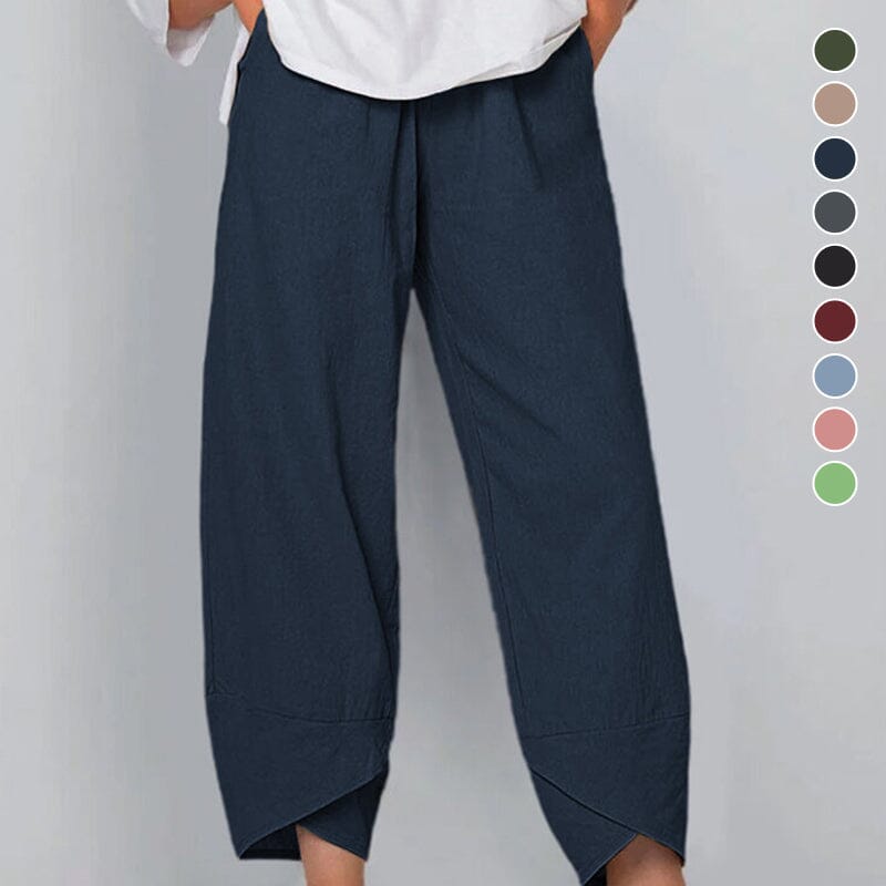 Vintage Asymmetrische Hose mit elastischem Bund und Taschen