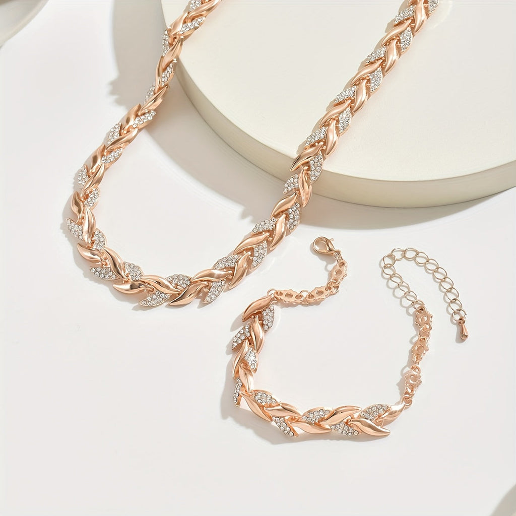 Elegantes Fischschwanz-Schmuckset mit Strass - Halskette & Armband