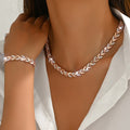 Elegantes Fischschwanz-Schmuckset mit Strass - Halskette & Armband