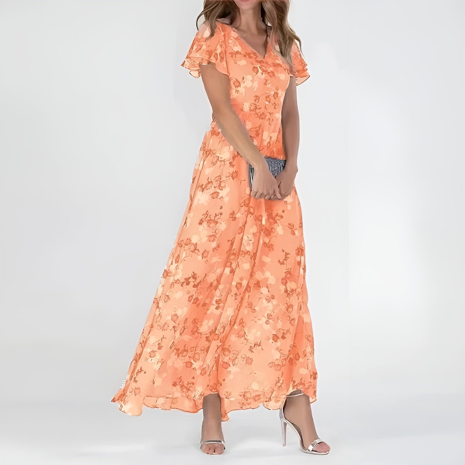 Perdita | Maxi-Kleid mit floralem Print und zarten Flatterärmeln