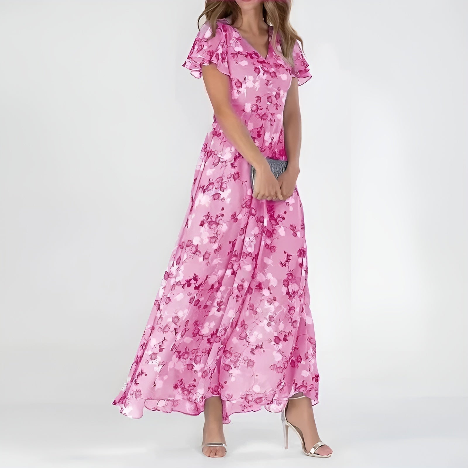 Perdita | Maxi-Kleid mit floralem Print und zarten Flatterärmeln
