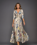Melissa | Midi-Wickelkleid mit botanischem Jacquardmuster