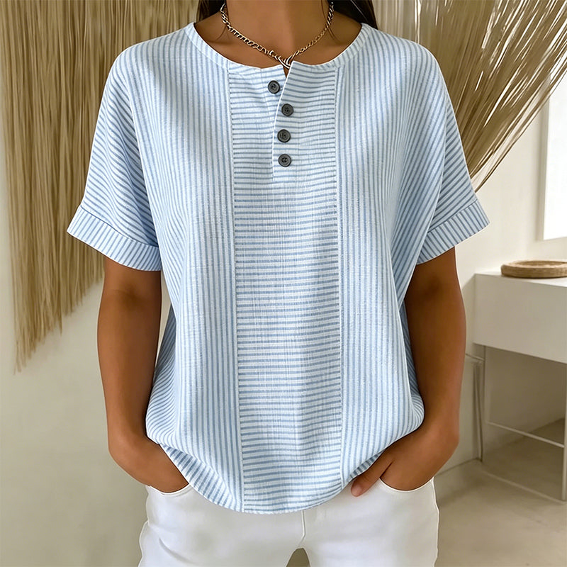 Damen Freizeit-Henley-Shirt mit Streifen