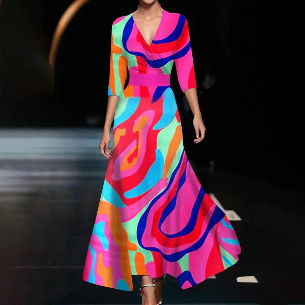 Melissa | Midi-Wickelkleid mit botanischem Jacquardmuster