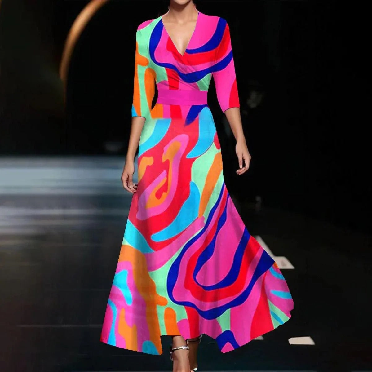Melissa | Midi-Wickelkleid mit botanischem Jacquardmuster