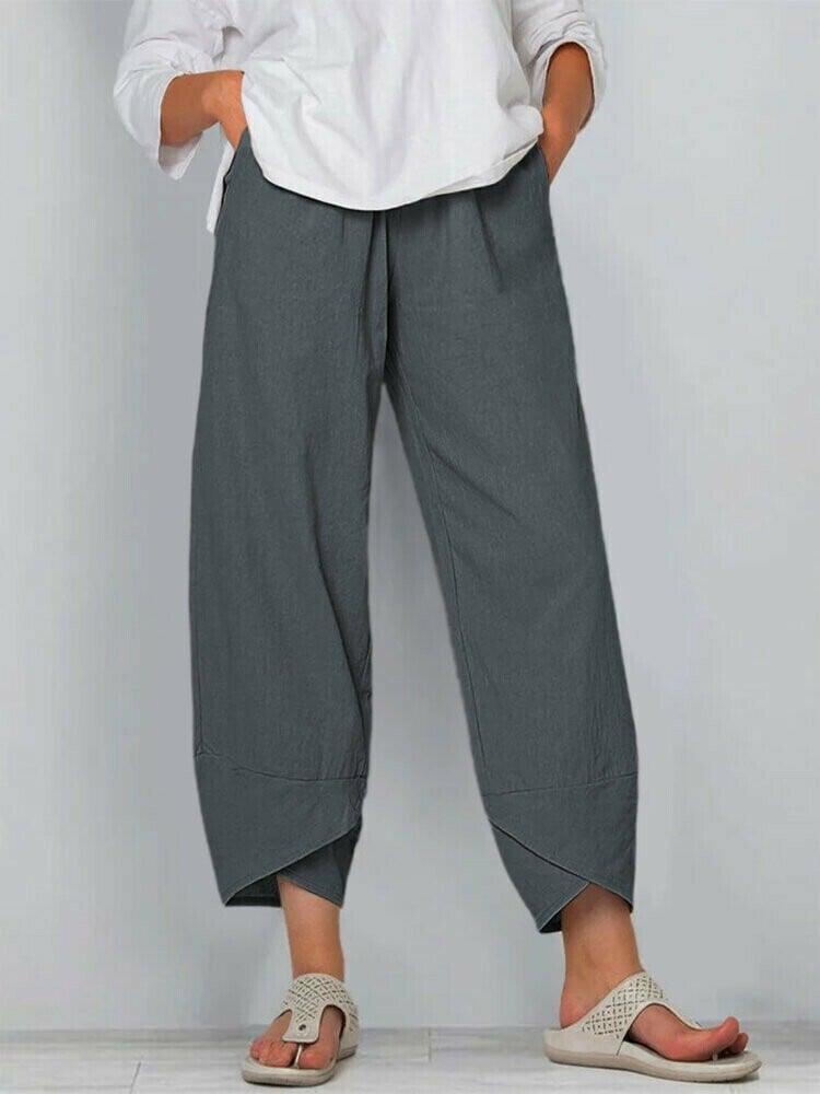 Vintage Asymmetrische Hose mit elastischem Bund und Taschen