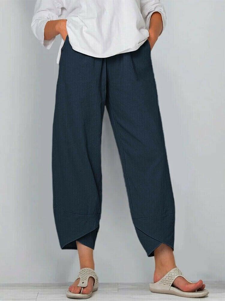 Vintage Asymmetrische Hose mit elastischem Bund und Taschen