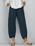 Vintage Asymmetrische Hose mit elastischem Bund und Taschen