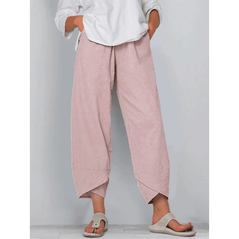 Vintage Asymmetrische Hose mit elastischem Bund und Taschen